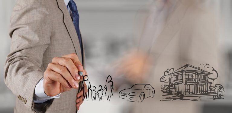 Insurance professionals reviewing documents