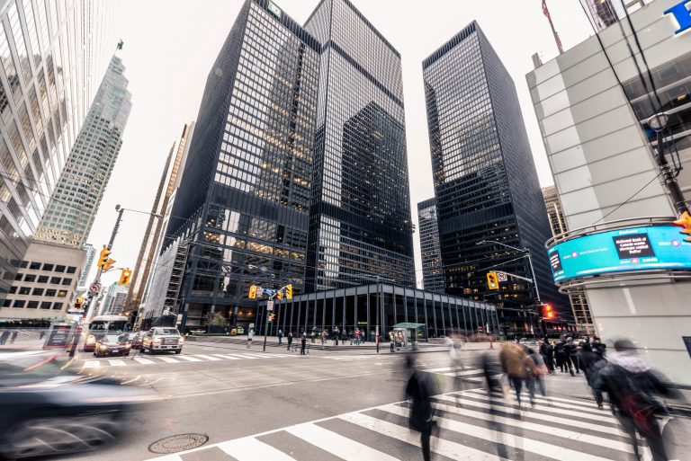 Modern high-rise commercial buildings